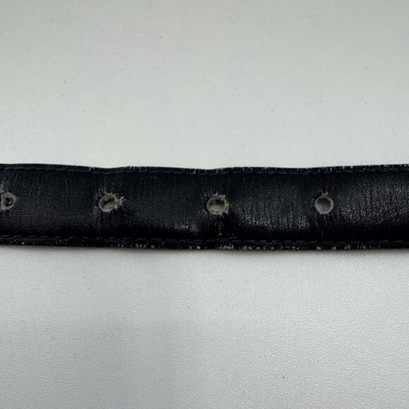 Vintage CELINE Belt Gold/Silver Buckle Navy Leather (READ) - Picture 7 of 9